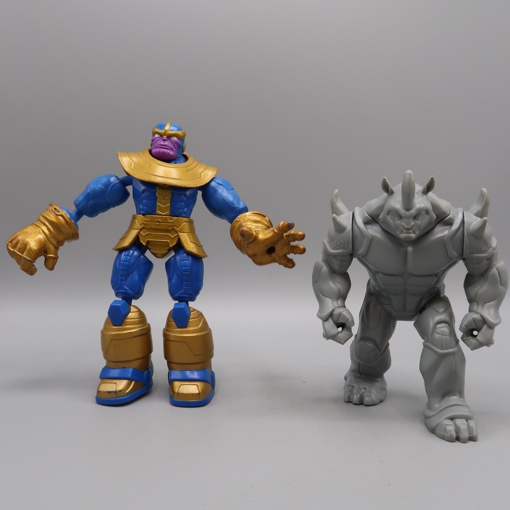 Marvel Rhino Ultimate Spider-Man & Avengers Bend and Flex Thanos Lot of 2 Figure